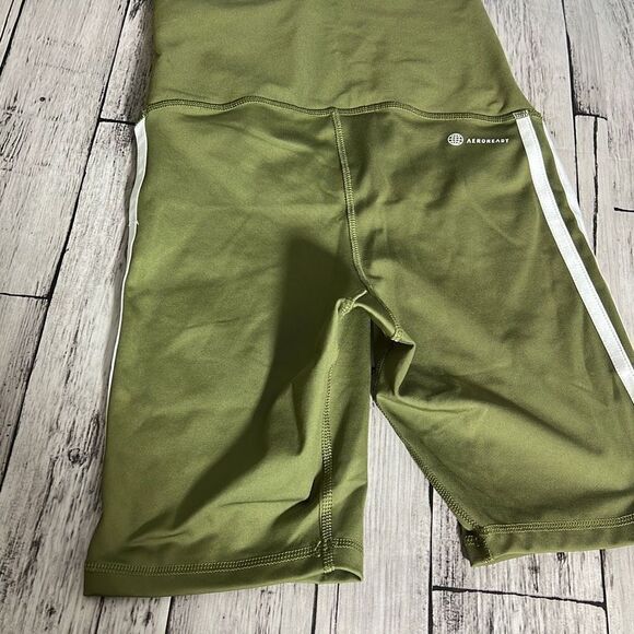 Adidas Aeroready Women's Athletic High Waist Green Yoga Shorts Size XS NWT - Picture 4 of 6